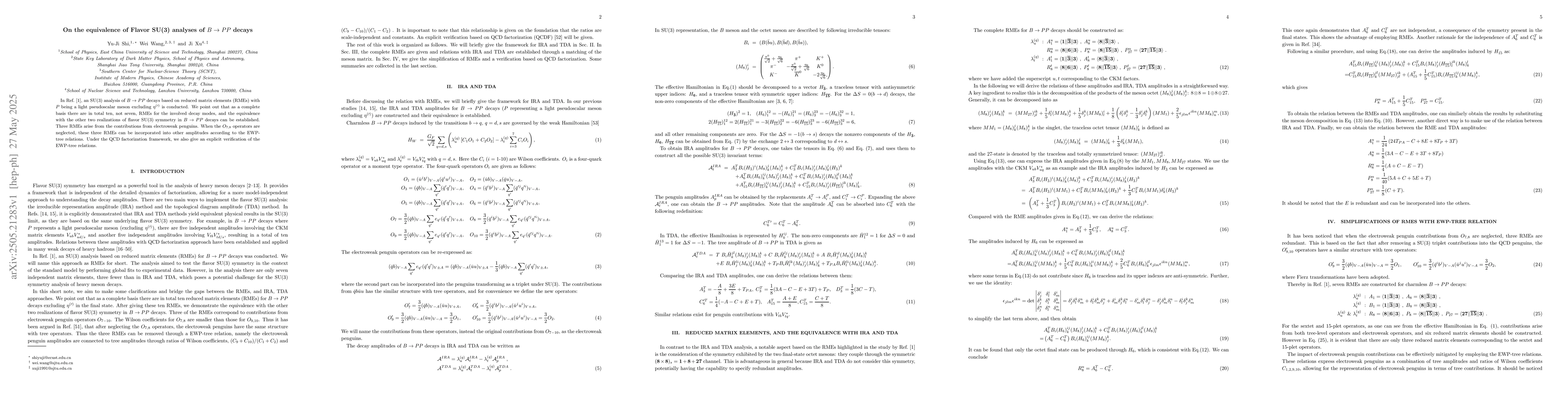 Thumbnail for On the equivalence of Flavor SU(3) analyses of $B\to PP$ decays