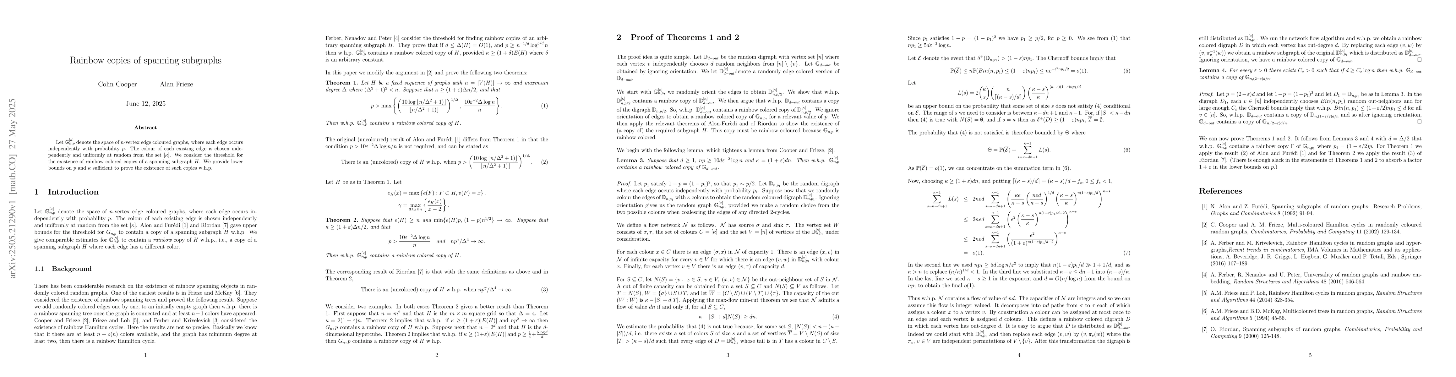 Thumbnail for Rainbow copies of spanning subgraphs