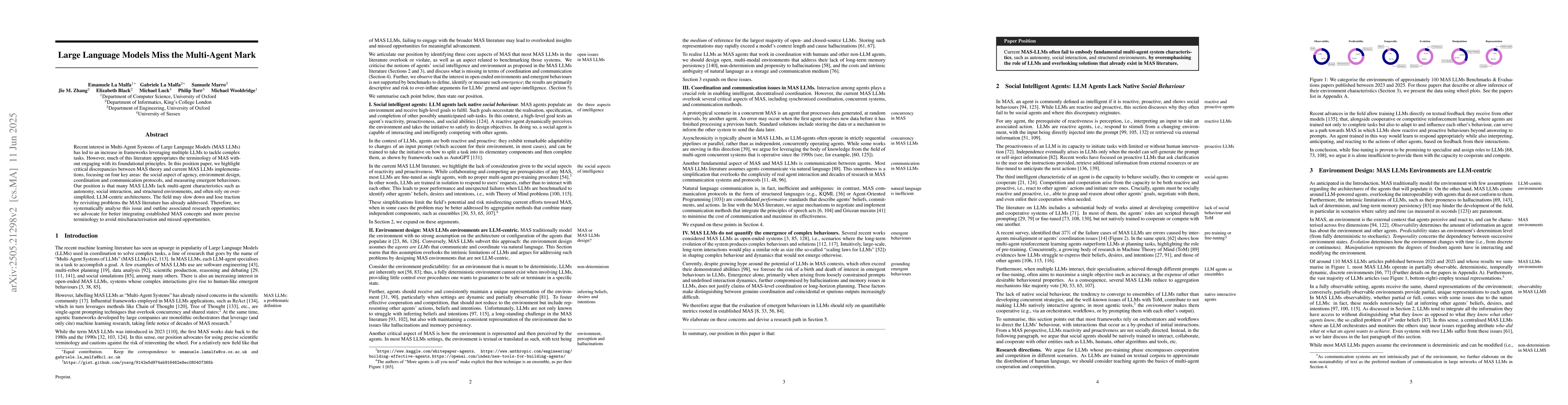 Thumbnail for Large Language Models Miss the Multi-Agent Mark
