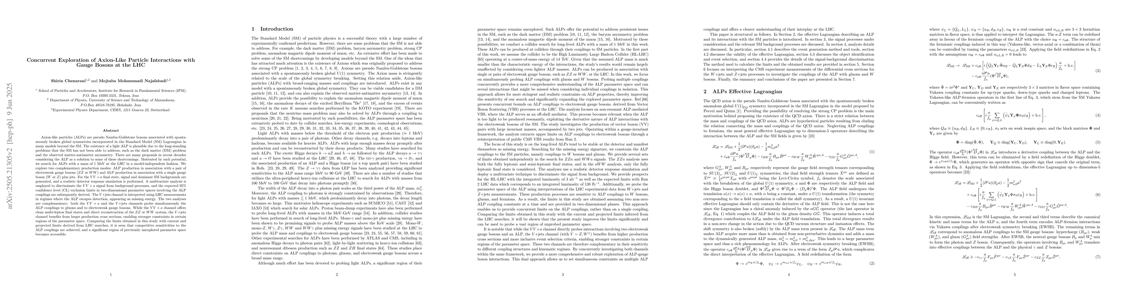 Thumbnail for Concurrent Exploration of Axion-Like Particle Interactions with Gauge
  Bosons at the LHC