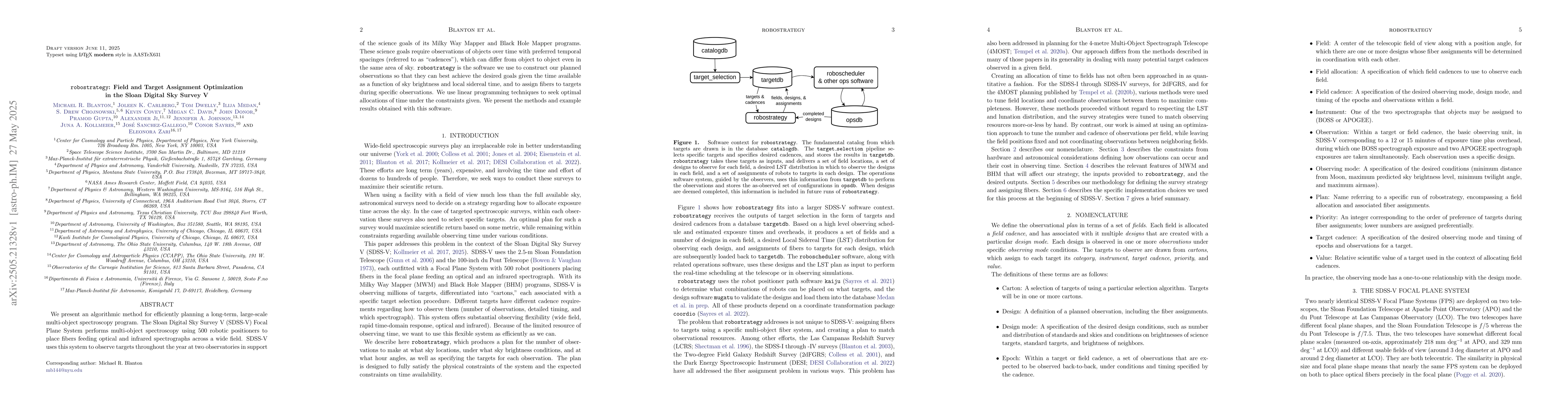 Thumbnail for robostrategy: Field and Target Assignment Optimization in the Sloan
  Digital Sky Survey V