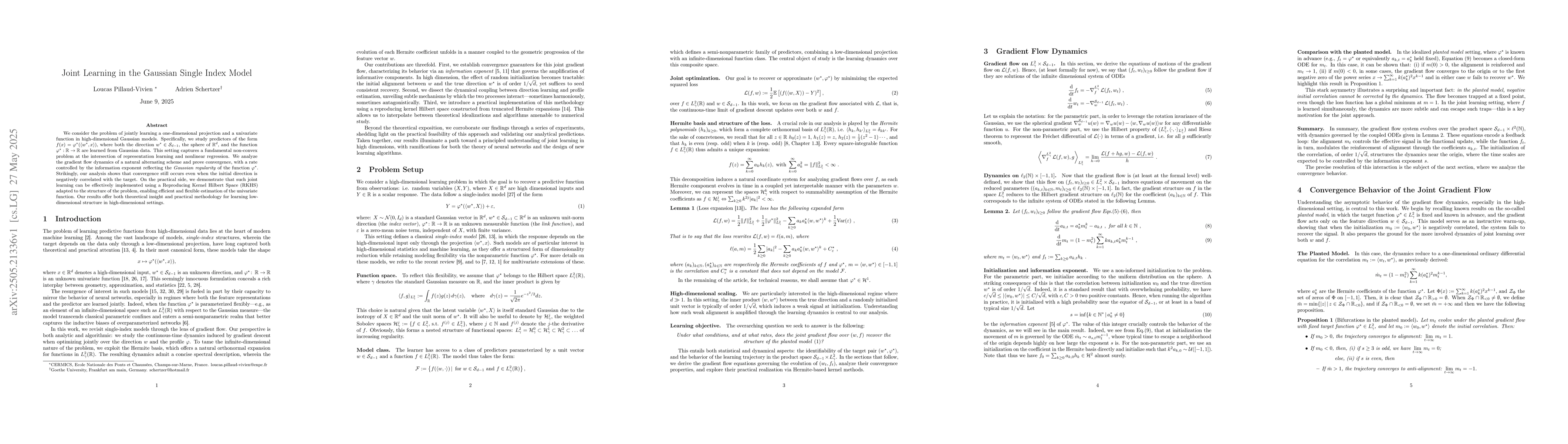 Thumbnail for Joint Learning in the Gaussian Single Index Model