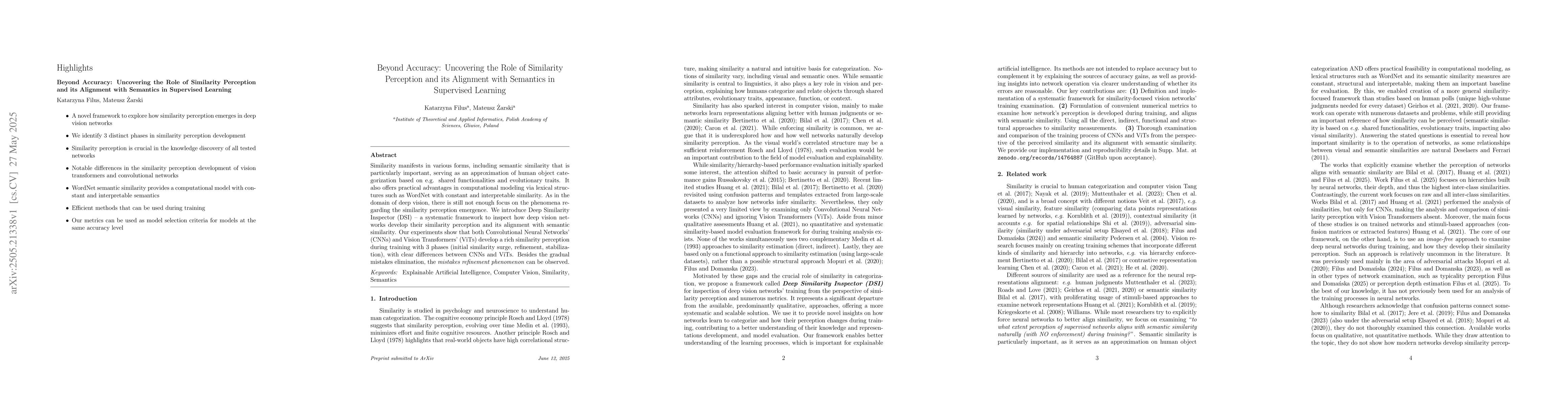 Thumbnail for Beyond Accuracy: Uncovering the Role of Similarity Perception and its
  Alignment with Semantics in Supervised Learning