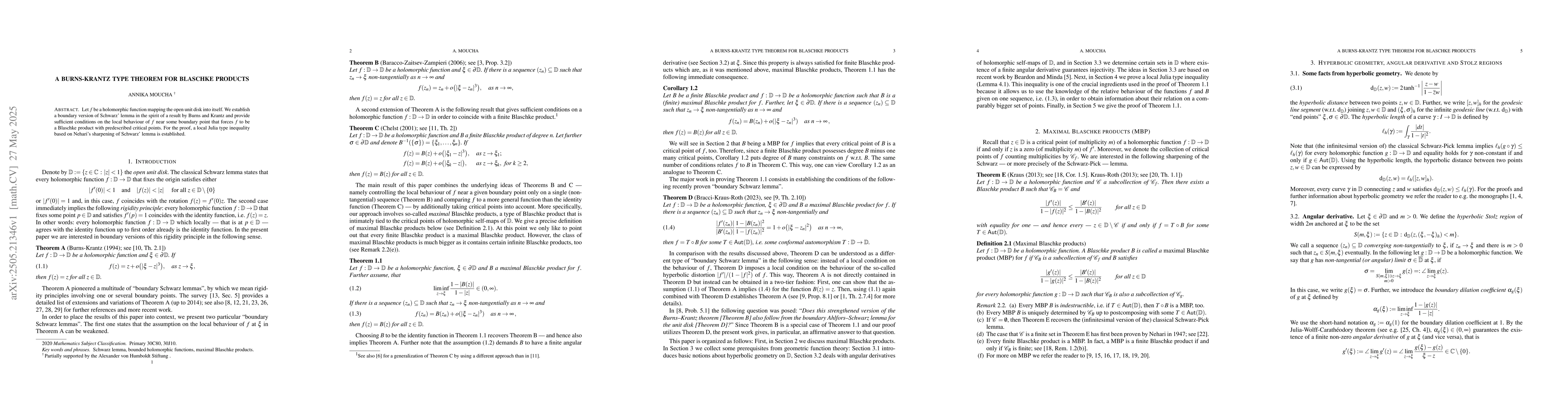 Thumbnail for A Burns-Krantz type theorem for Blaschke products