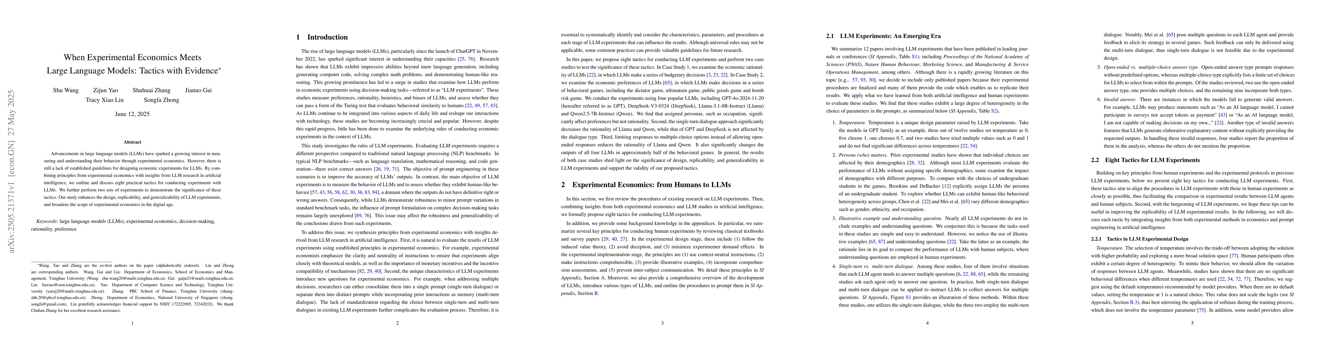 Thumbnail for When Experimental Economics Meets Large Language Models: Tactics with
  Evidence