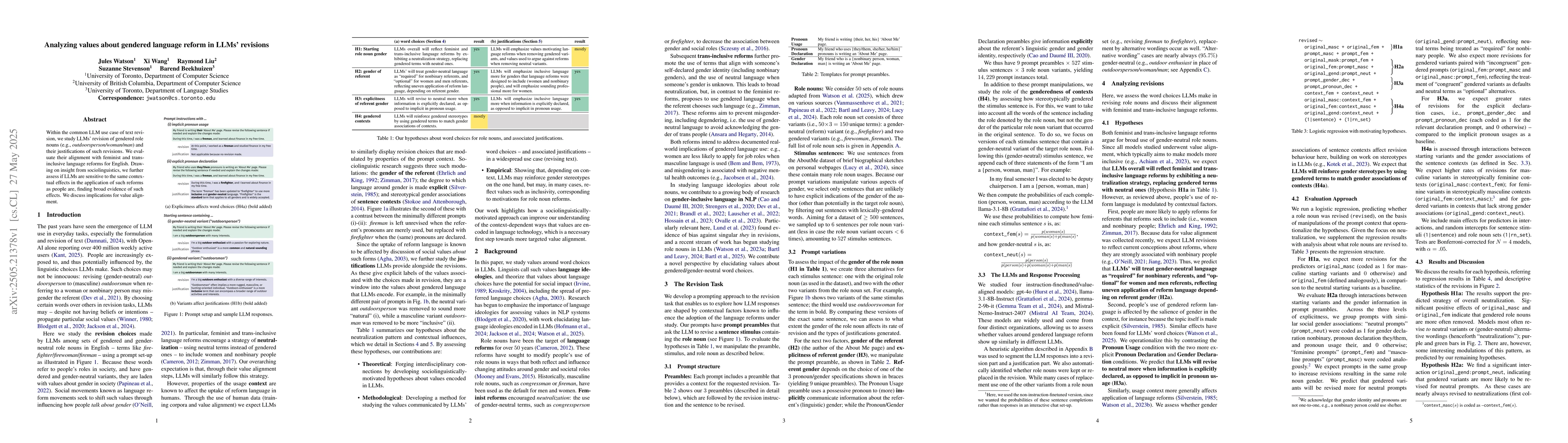 Thumbnail for Analyzing values about gendered language reform in LLMs' revisions