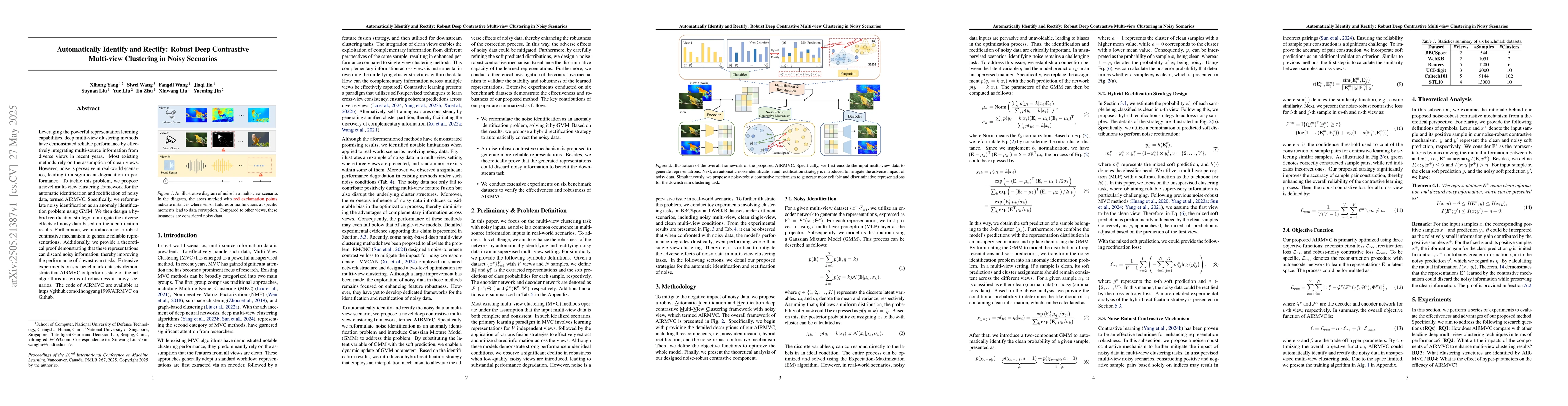 Thumbnail for Automatically Identify and Rectify: Robust Deep Contrastive Multi-view
  Clustering in Noisy Scenarios