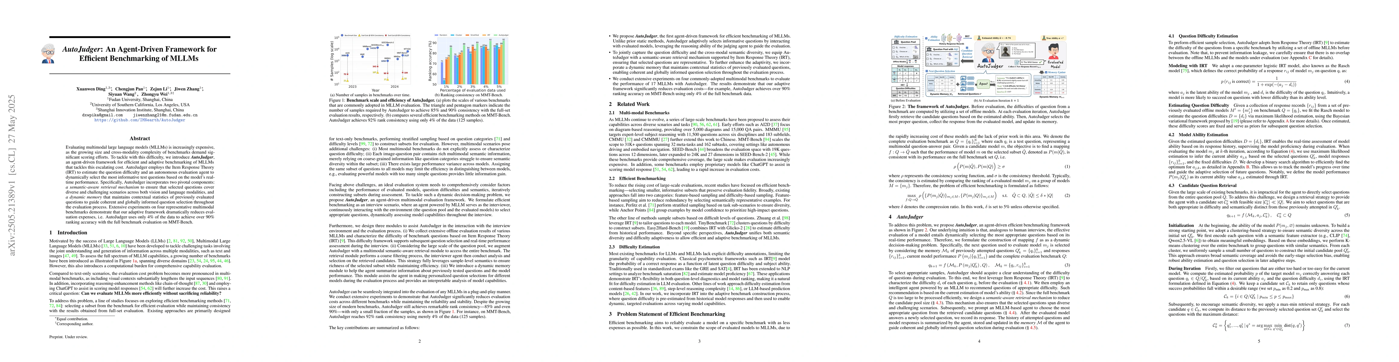 Thumbnail for AutoJudger: An Agent-Driven Framework for Efficient Benchmarking of
  MLLMs