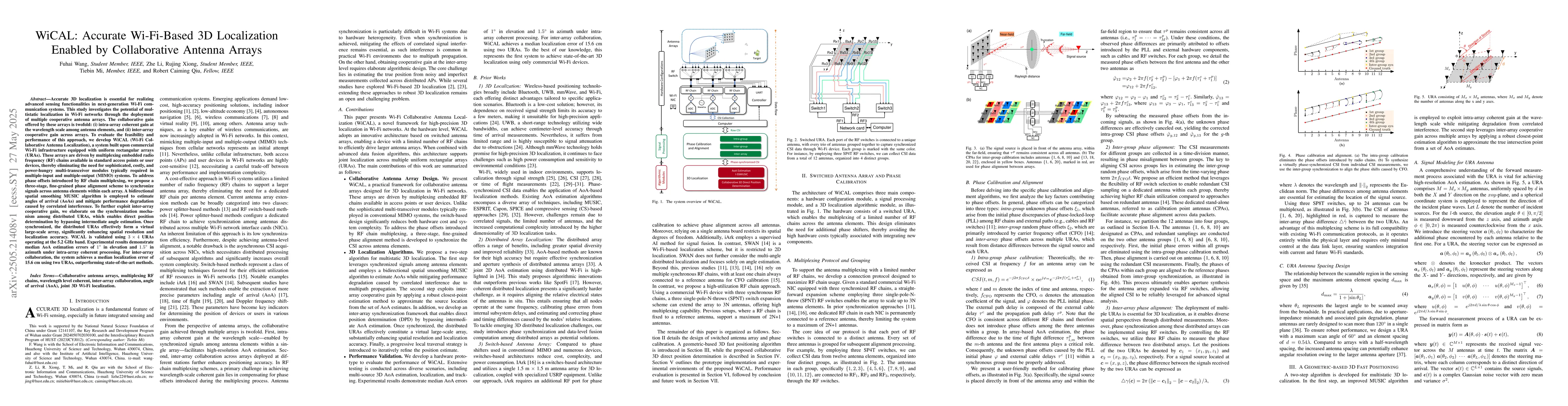 Thumbnail for WiCAL: Accurate Wi-Fi-Based 3D Localization Enabled by Collaborative
  Antenna Arrays