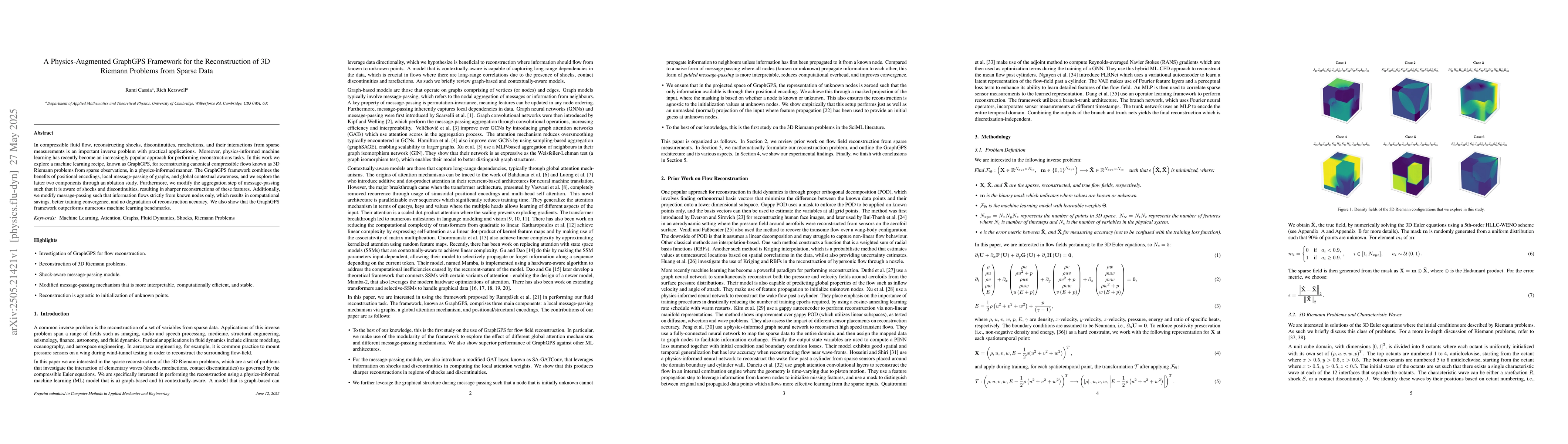 Thumbnail for A Physics-Augmented GraphGPS Framework for the Reconstruction of 3D
  Riemann Problems from Sparse Data