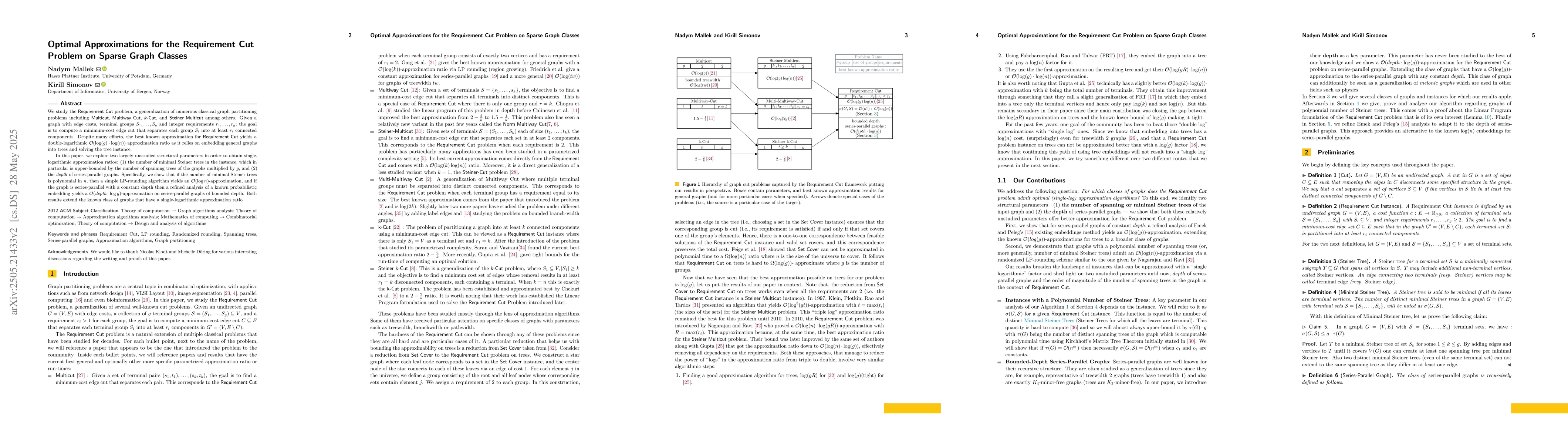 Thumbnail for Optimal Approximations for the Requirement Cut Problem on Sparse Graph
  Classes