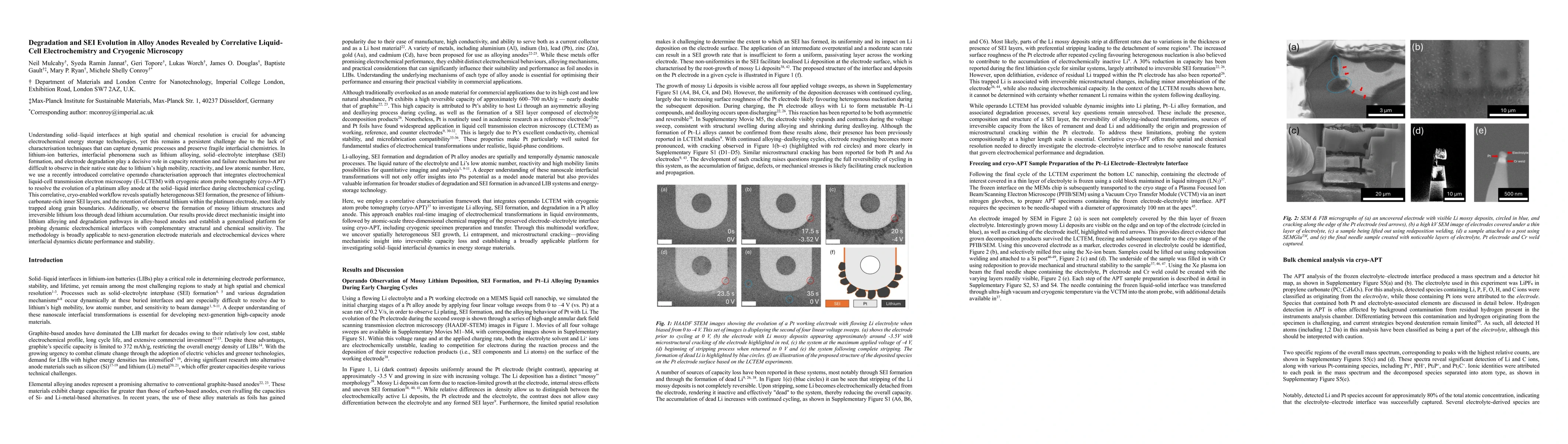 Thumbnail for Degradation and SEI Evolution in Alloy Anodes Revealed by Correlative
  Liquid-Cell Electrochemistry and Cryogenic Microscopy