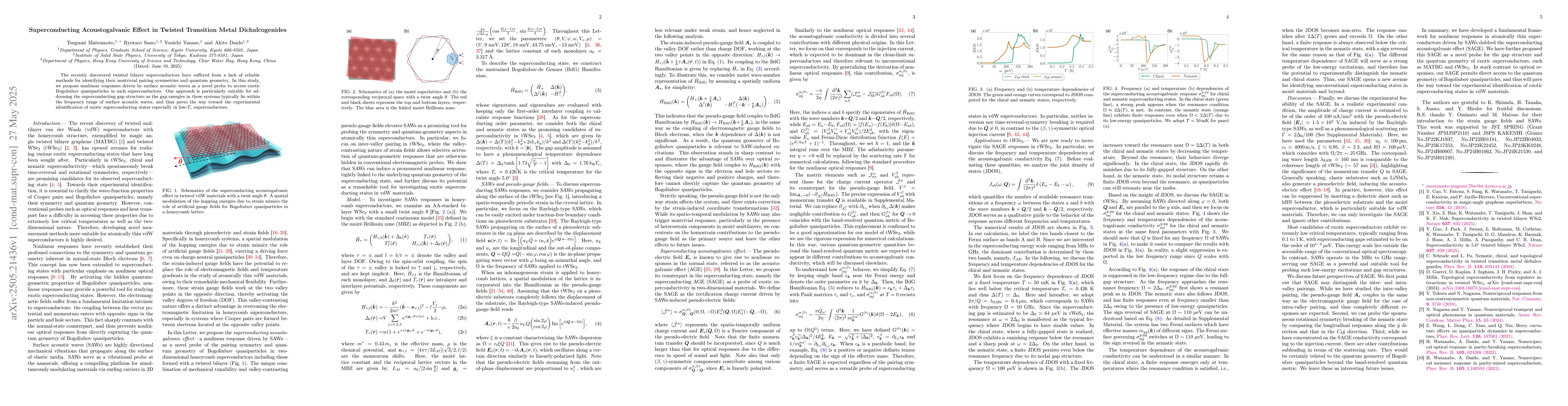 Thumbnail for Superconducting Acoustogalvanic Effect in Twisted Transition Metal
  Dichalcogenides