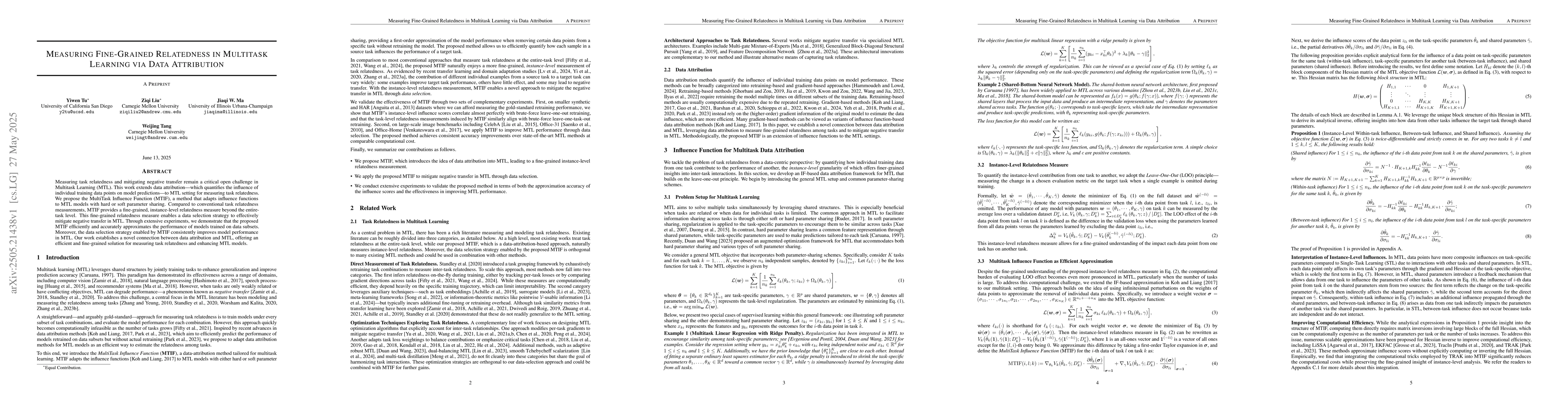 Thumbnail for Measuring Fine-Grained Relatedness in Multitask Learning via Data
  Attribution