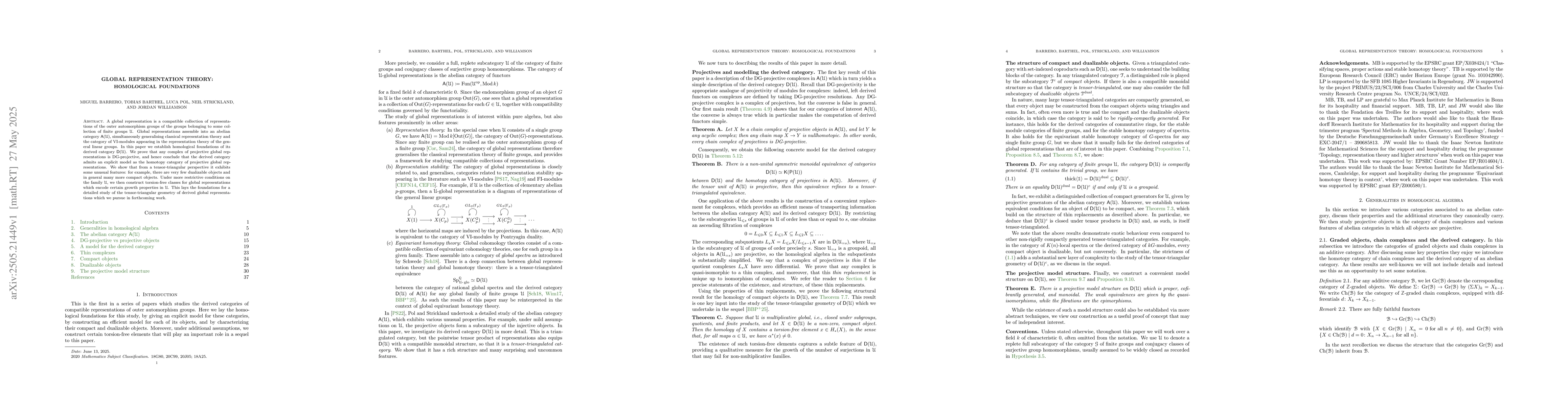 Thumbnail for Global representation theory: Homological foundations