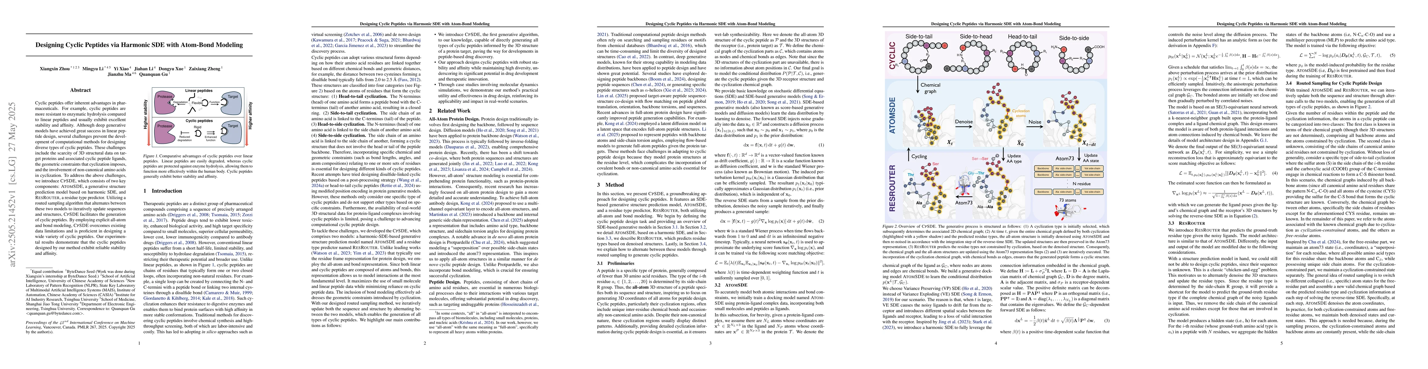 Thumbnail for Designing Cyclic Peptides via Harmonic SDE with Atom-Bond Modeling