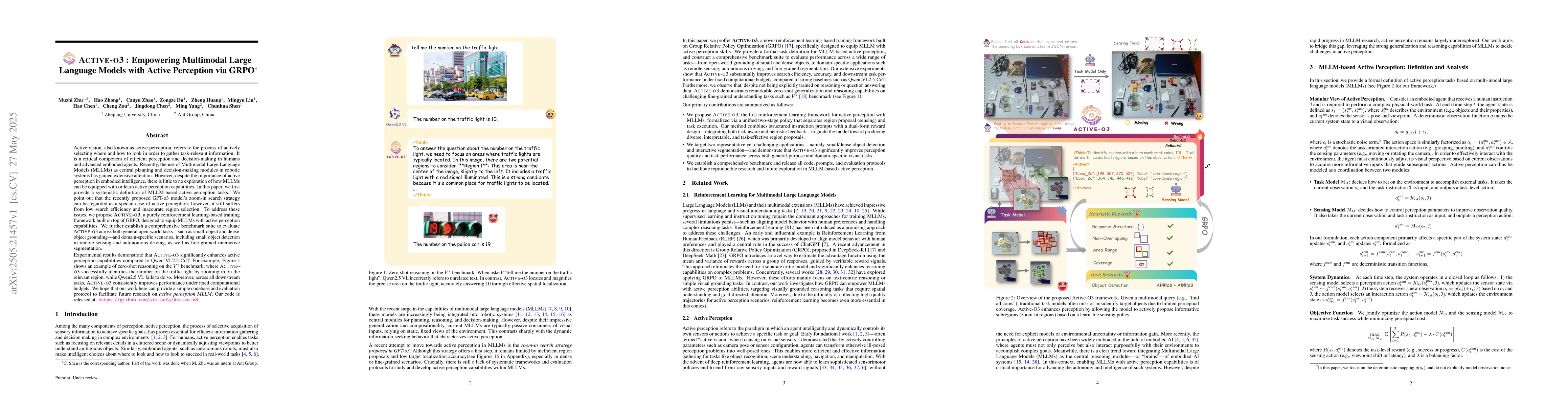 Thumbnail for Active-O3: Empowering Multimodal Large Language Models with Active
  Perception via GRPO