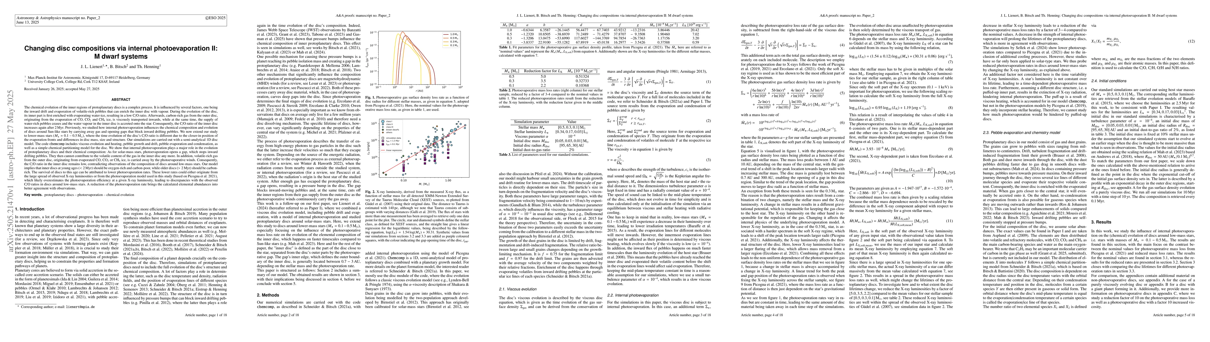 Thumbnail for Changing disc compositions via internal photoevaporation II: M dwarf
  systems
