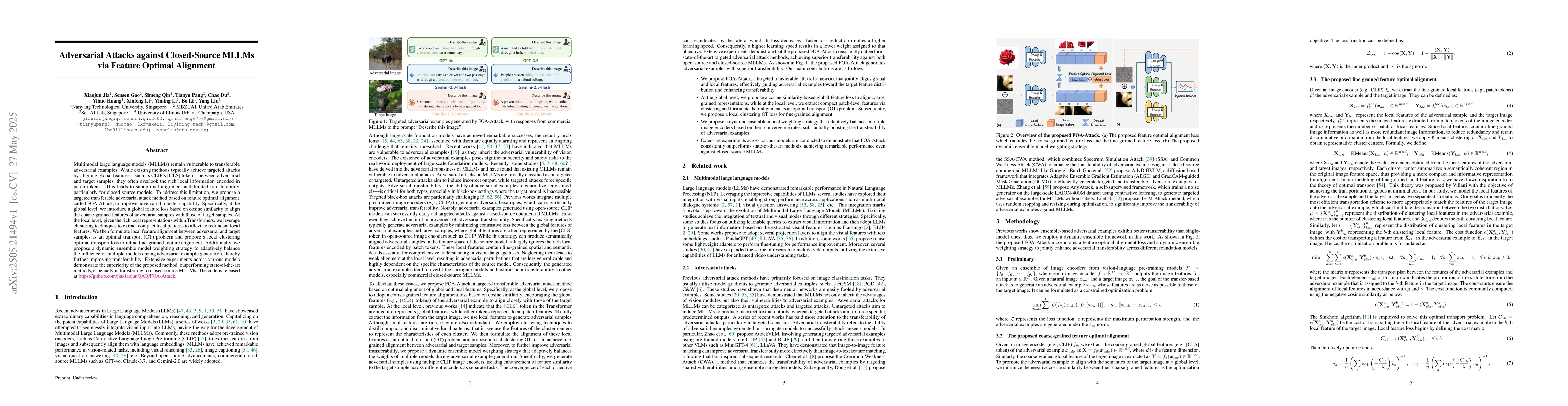 Thumbnail for Adversarial Attacks against Closed-Source MLLMs via Feature Optimal
  Alignment