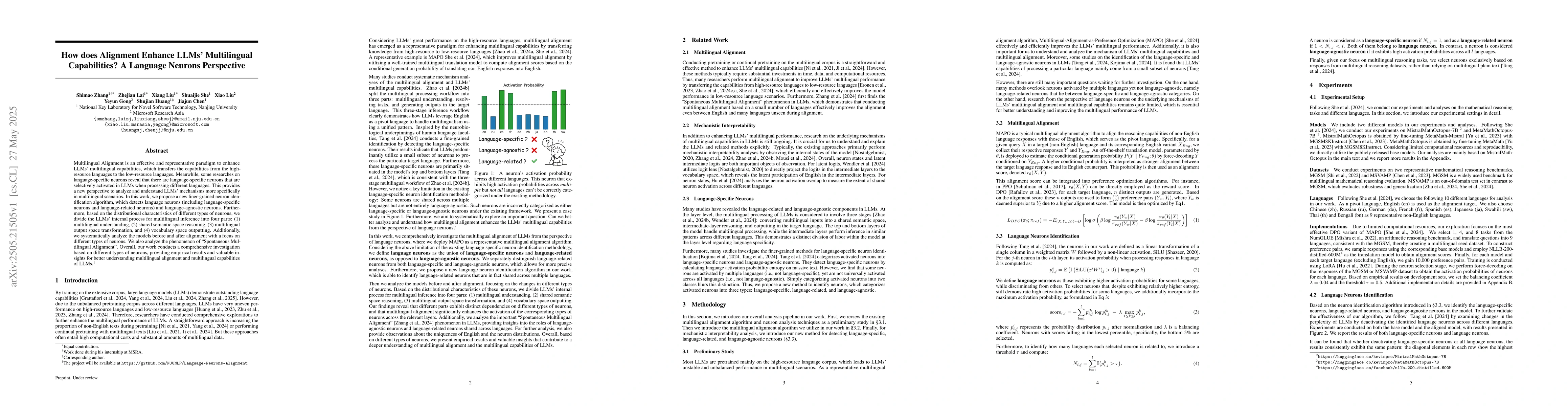 Thumbnail for How does Alignment Enhance LLMs' Multilingual Capabilities? A Language
  Neurons Perspective