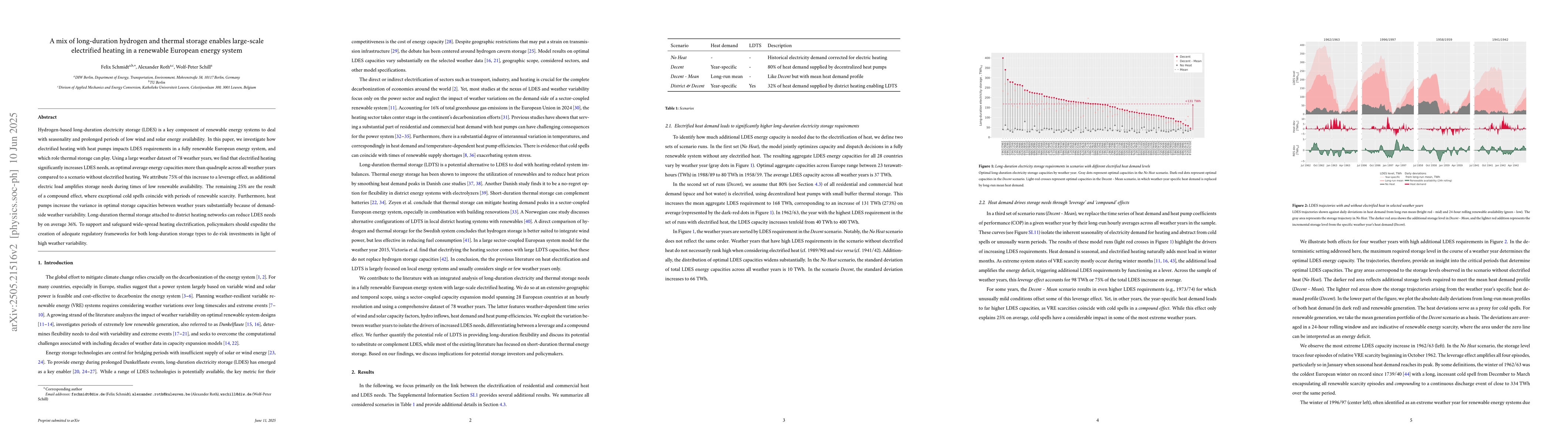 Thumbnail for A mix of long-duration hydrogen and thermal storage enables large-scale
  electrified heating in a renewable European energy system