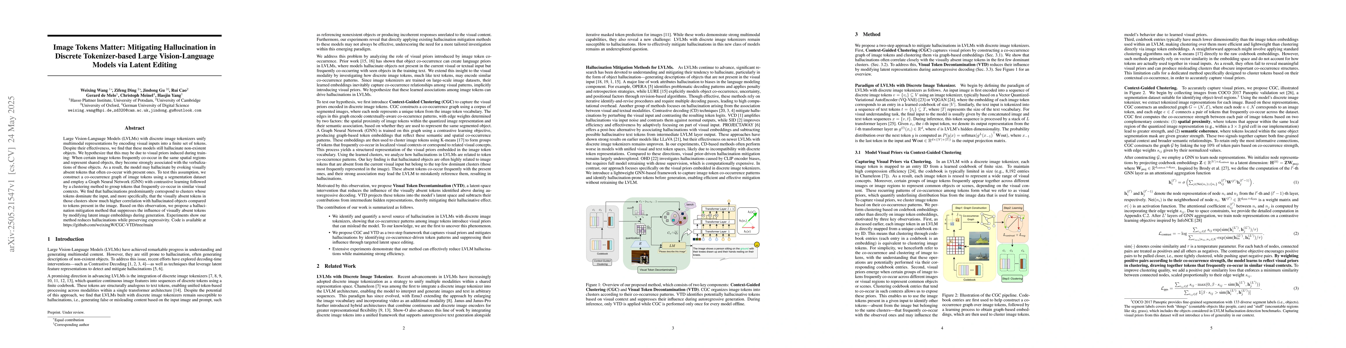 Thumbnail for Image Tokens Matter: Mitigating Hallucination in Discrete
  Tokenizer-based Large Vision-Language Models via Latent Editing