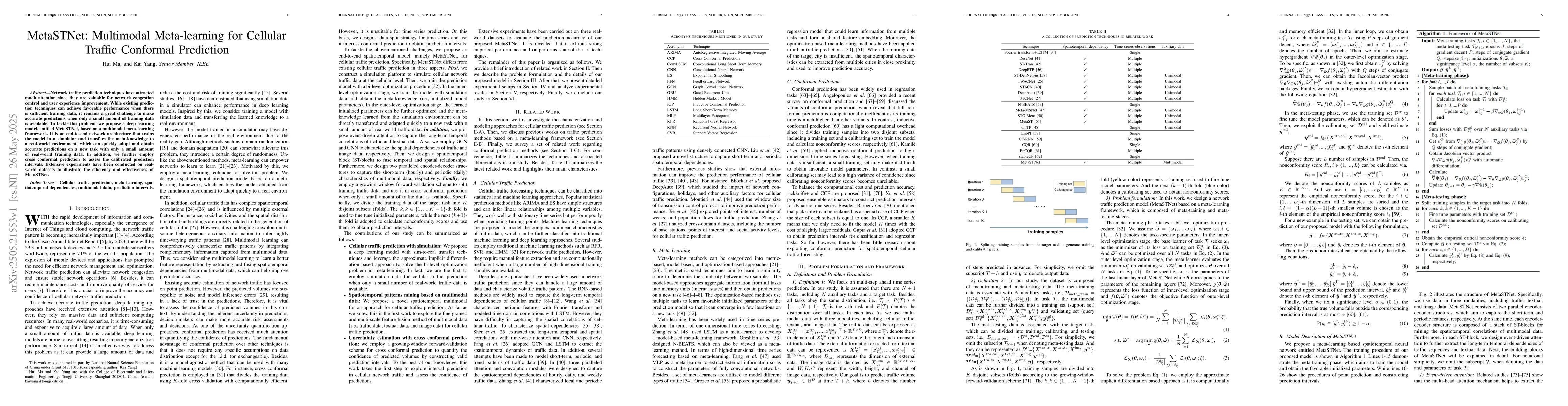 Thumbnail for MetaSTNet: Multimodal Meta-learning for Cellular Traffic Conformal
  Prediction