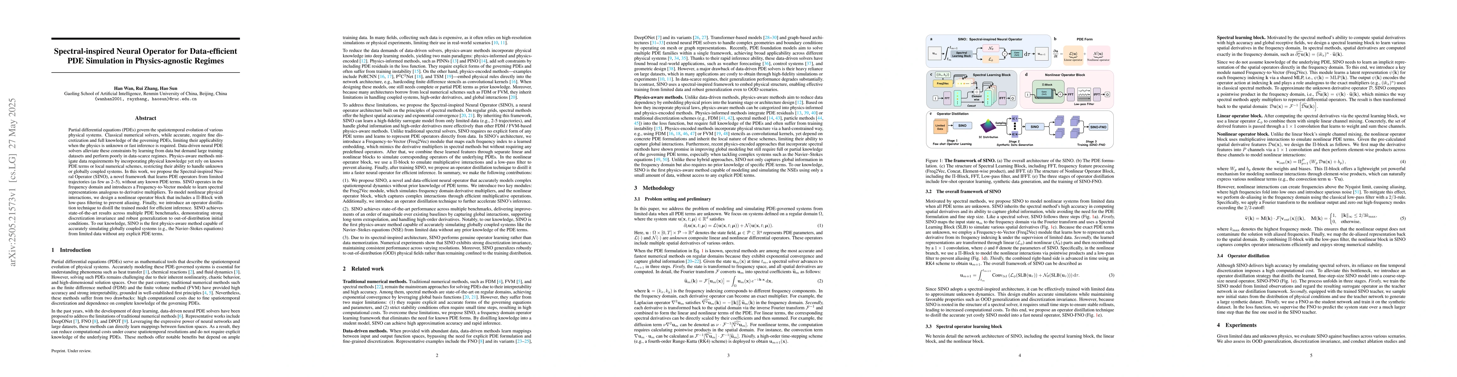 Thumbnail for Spectral-inspired Neural Operator for Data-efficient PDE Simulation in
  Physics-agnostic Regimes