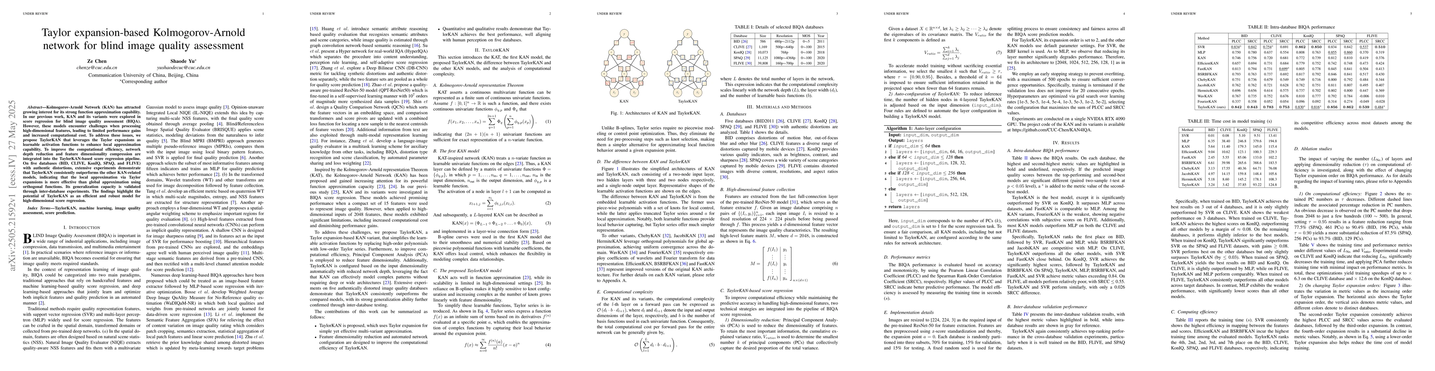 Thumbnail for Taylor expansion-based Kolmogorov-Arnold network for blind image quality
  assessment