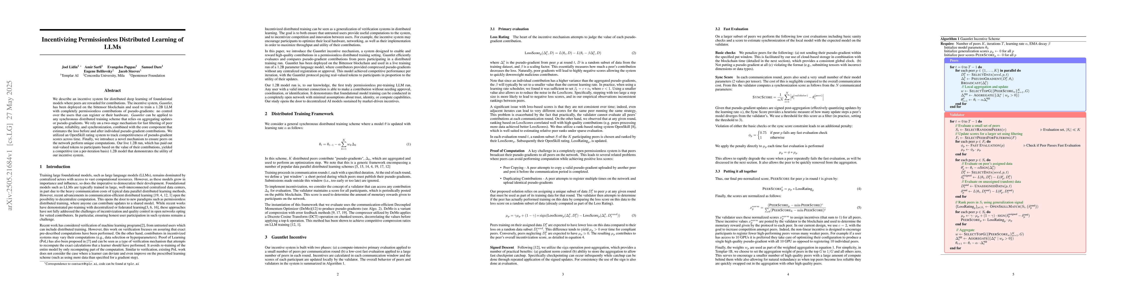 Thumbnail for Incentivizing Permissionless Distributed Learning of LLMs