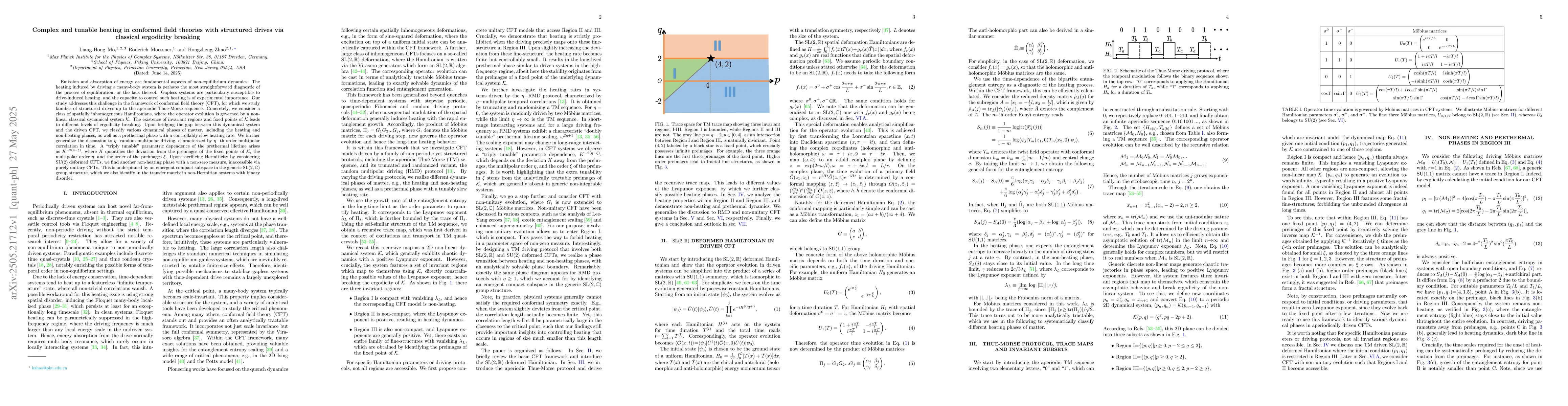 Thumbnail for Complex and tunable heating in conformal field theories with structured
  drives via classical ergodicity breaking