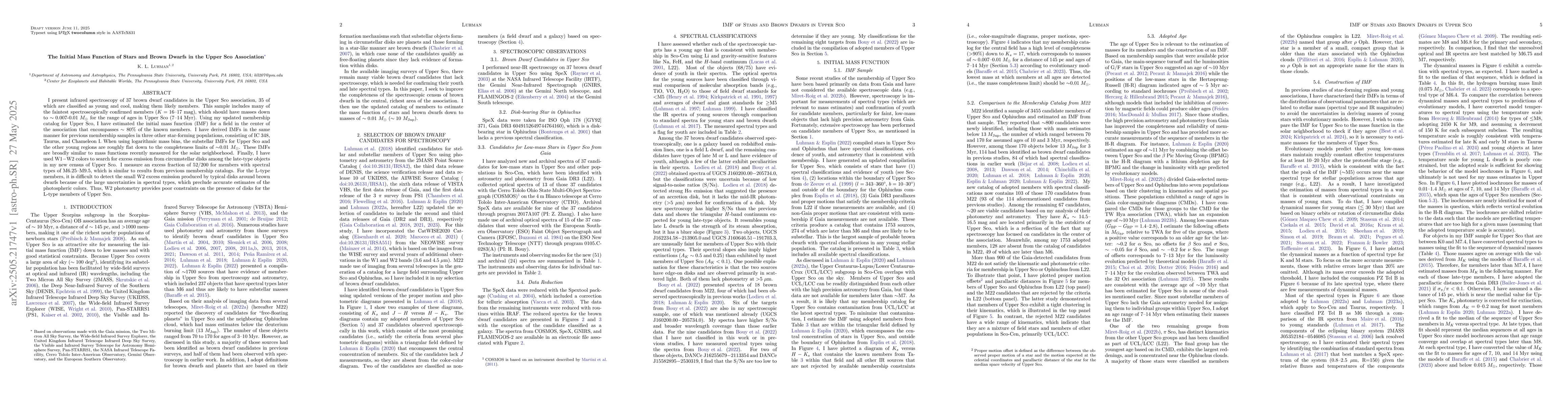 Thumbnail for The Initial Mass Function of Stars and Brown Dwarfs in the Upper Sco
  Association