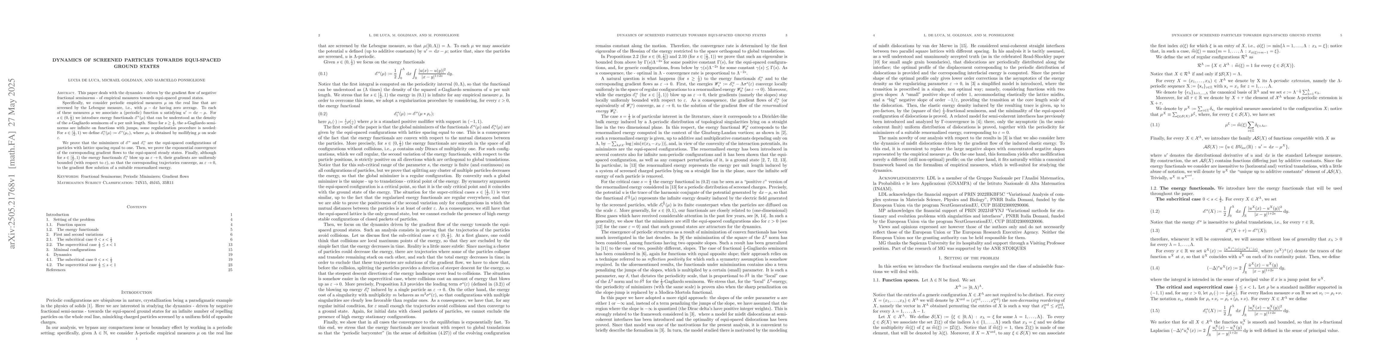 Thumbnail for Dynamics of screened particles towards equi-spaced ground states
