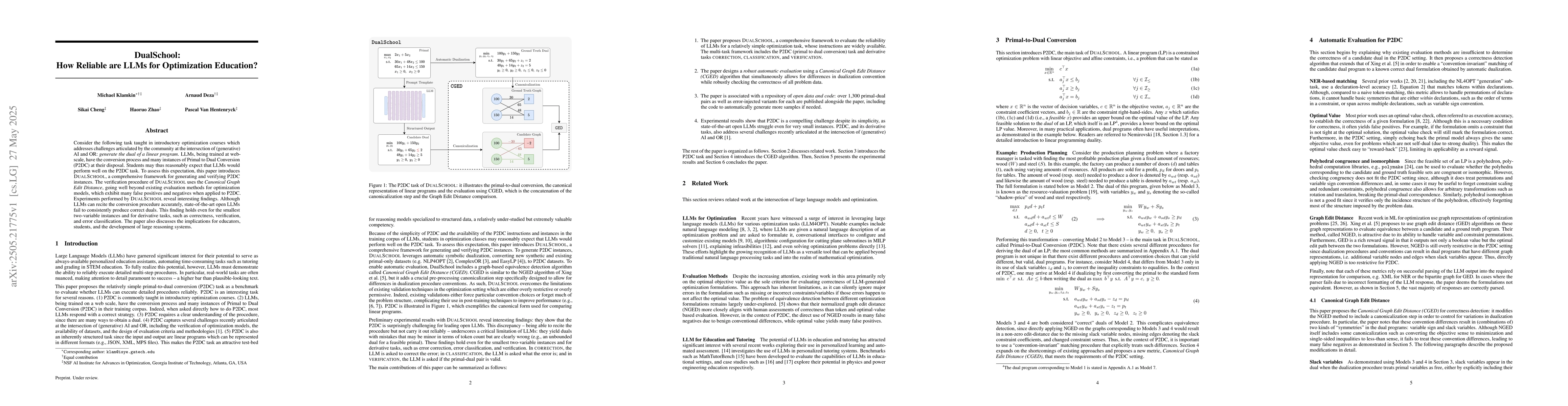 Thumbnail for DualSchool: How Reliable are LLMs for Optimization Education?