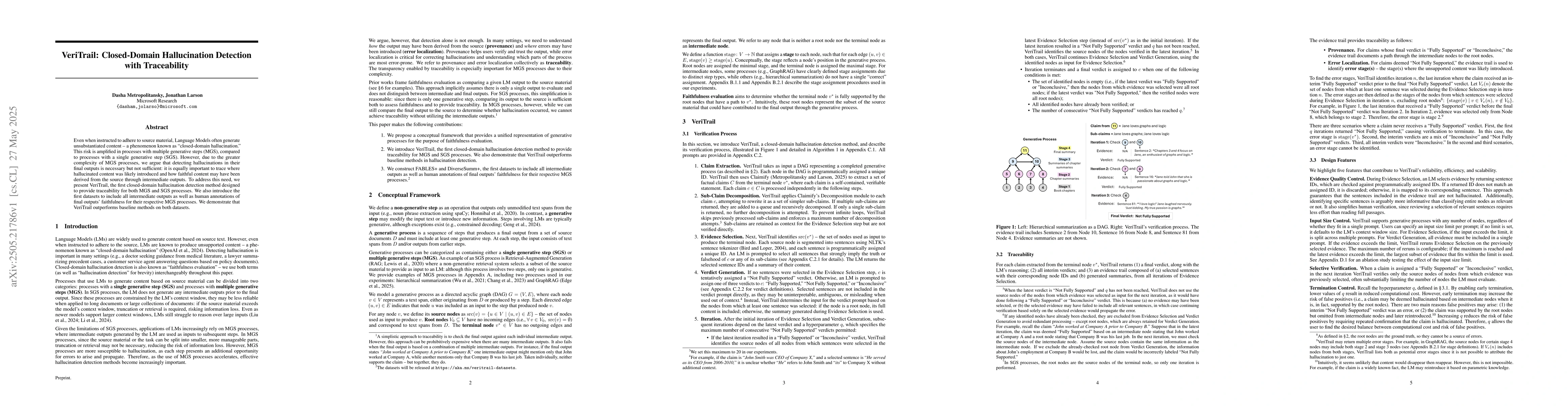 Thumbnail for VeriTrail: Closed-Domain Hallucination Detection with Traceability