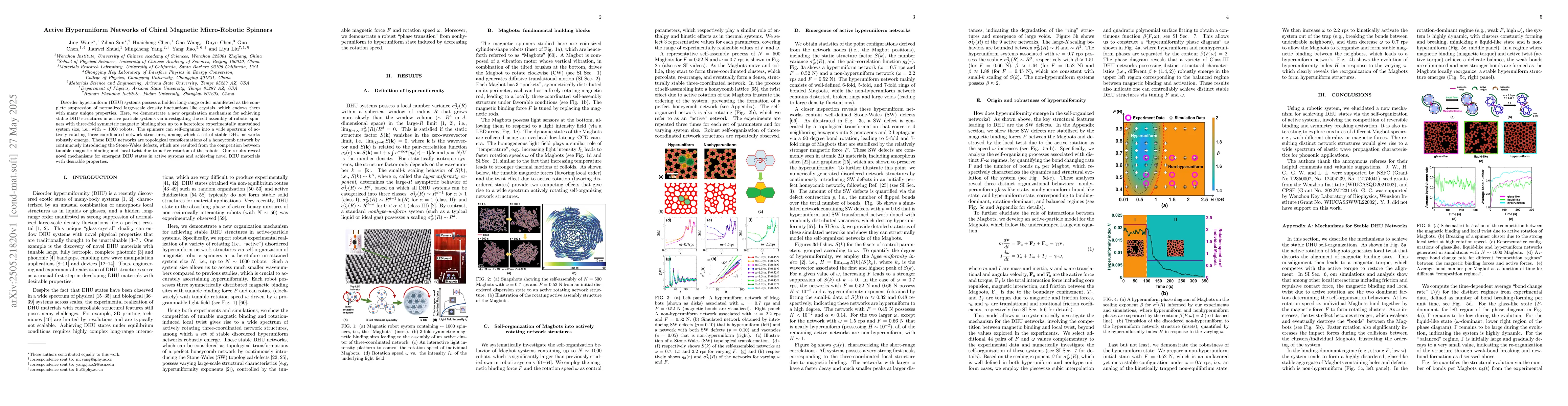 Thumbnail for Active Hyperuniform Networks of Chiral Magnetic Micro-Robotic Spinners