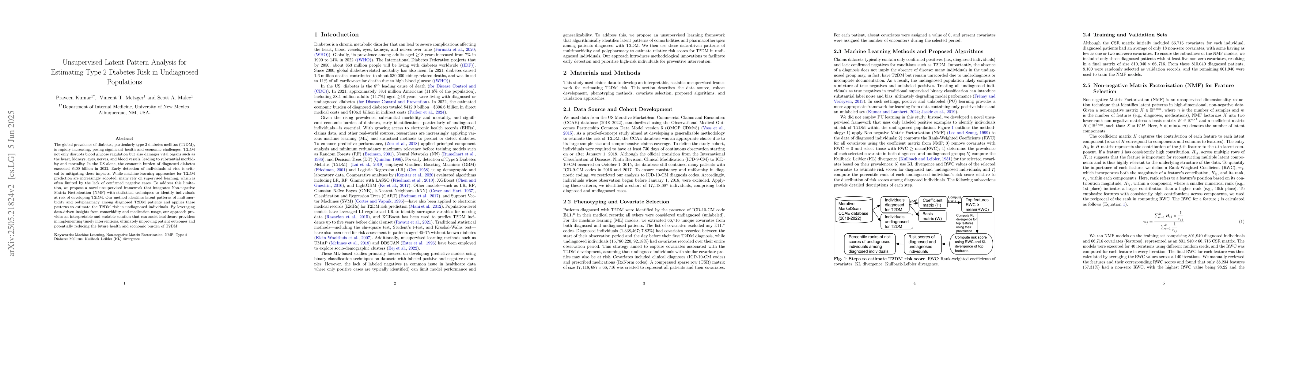 Thumbnail for Unsupervised Latent Pattern Analysis for Estimating Type 2 Diabetes Risk
  in Undiagnosed Populations