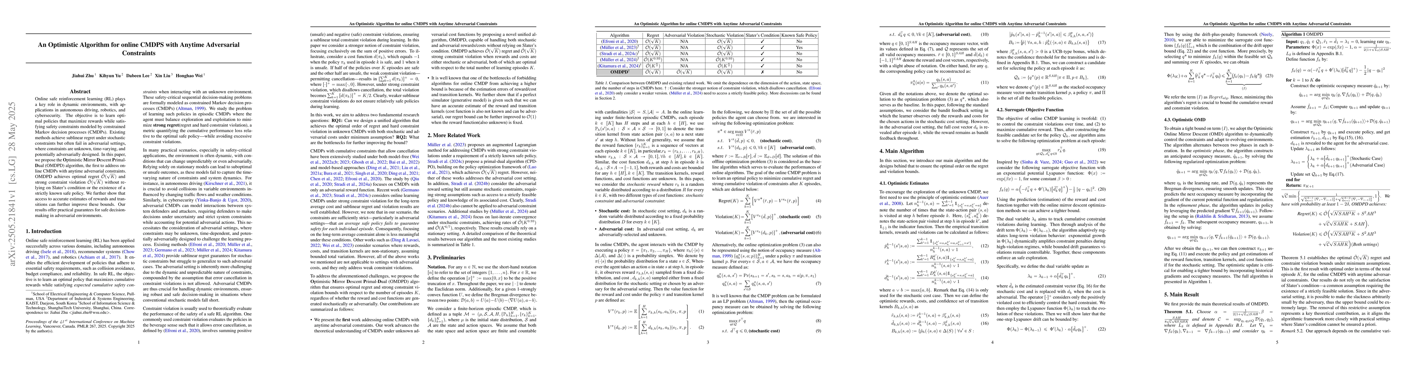 Thumbnail for An Optimistic Algorithm for online CMDPS with Anytime Adversarial
  Constraints