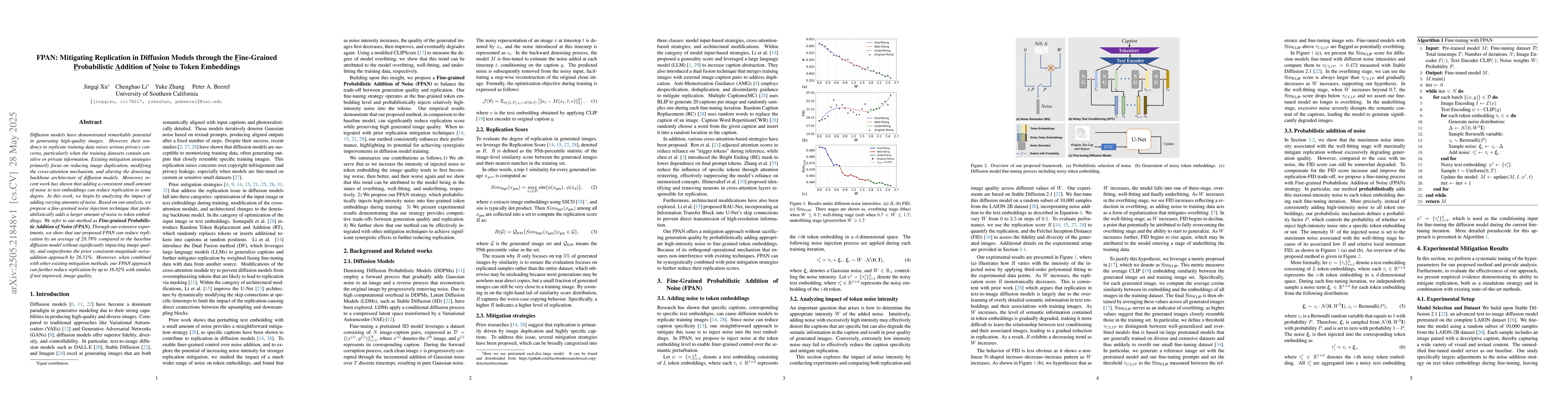 Thumbnail for FPAN: Mitigating Replication in Diffusion Models through the
  Fine-Grained Probabilistic Addition of Noise to Token Embeddings