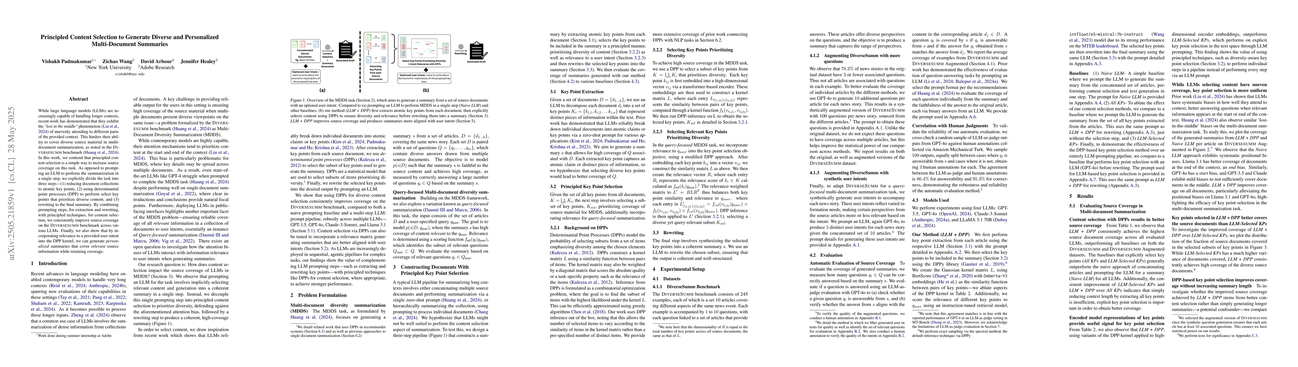 Thumbnail for Principled Content Selection to Generate Diverse and Personalized
  Multi-Document Summaries