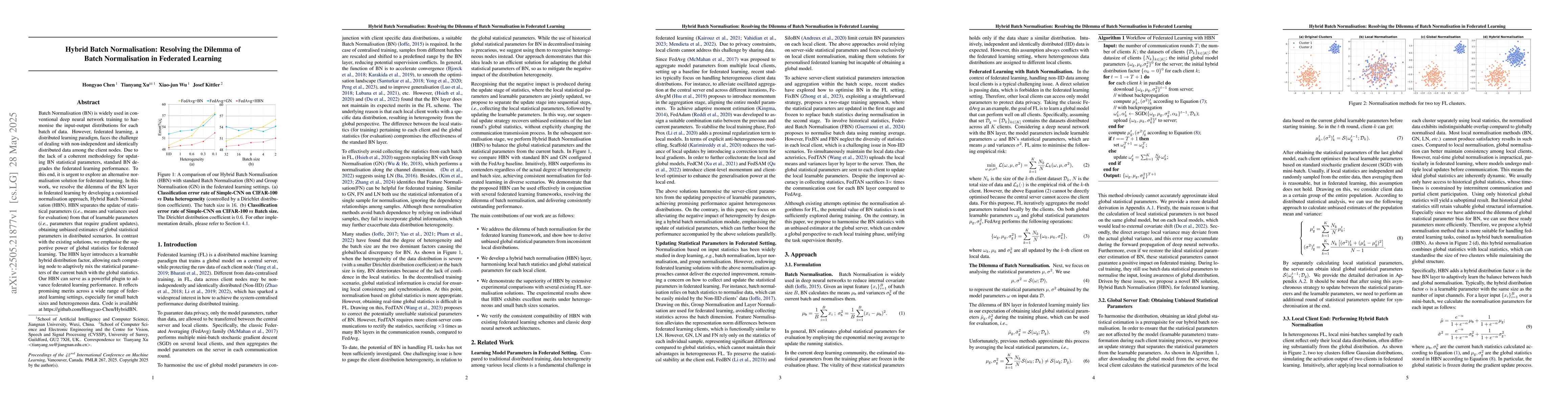 Thumbnail for Hybrid Batch Normalisation: Resolving the Dilemma of Batch Normalisation
  in Federated Learning