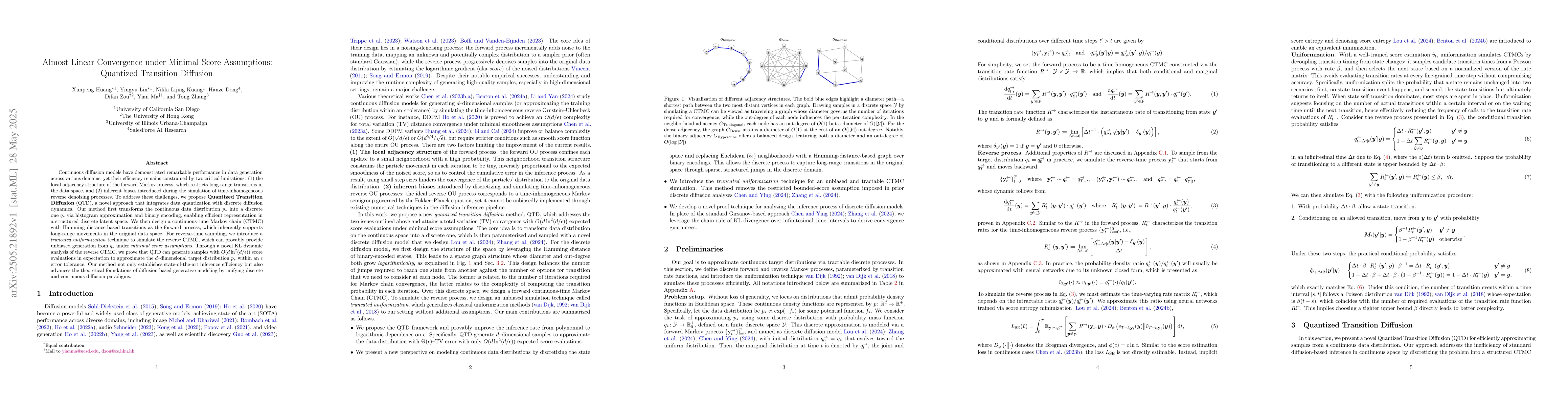 Thumbnail for Almost Linear Convergence under Minimal Score Assumptions: Quantized
  Transition Diffusion