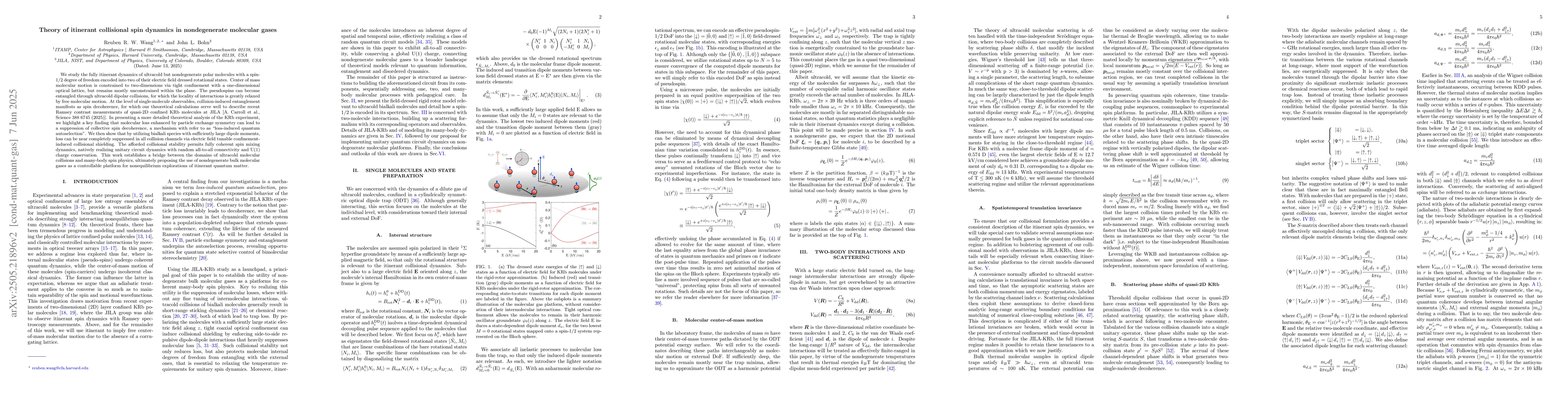 Thumbnail for Theory of itinerant collisional spin dynamics in nondegenerate molecular
  gases