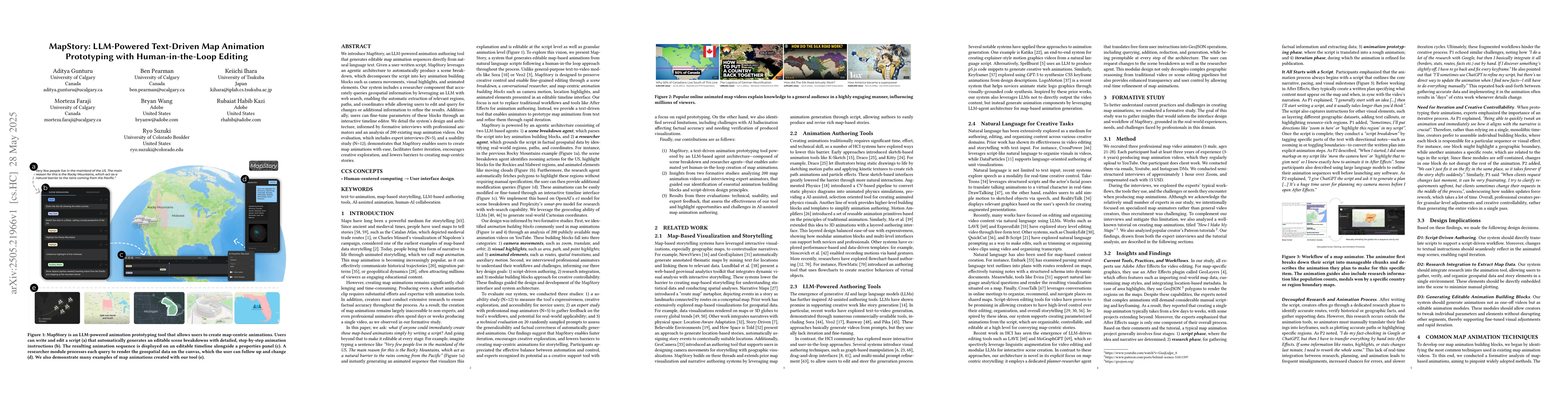 Thumbnail for MapStory: LLM-Powered Text-Driven Map Animation Prototyping with
  Human-in-the-Loop Editing