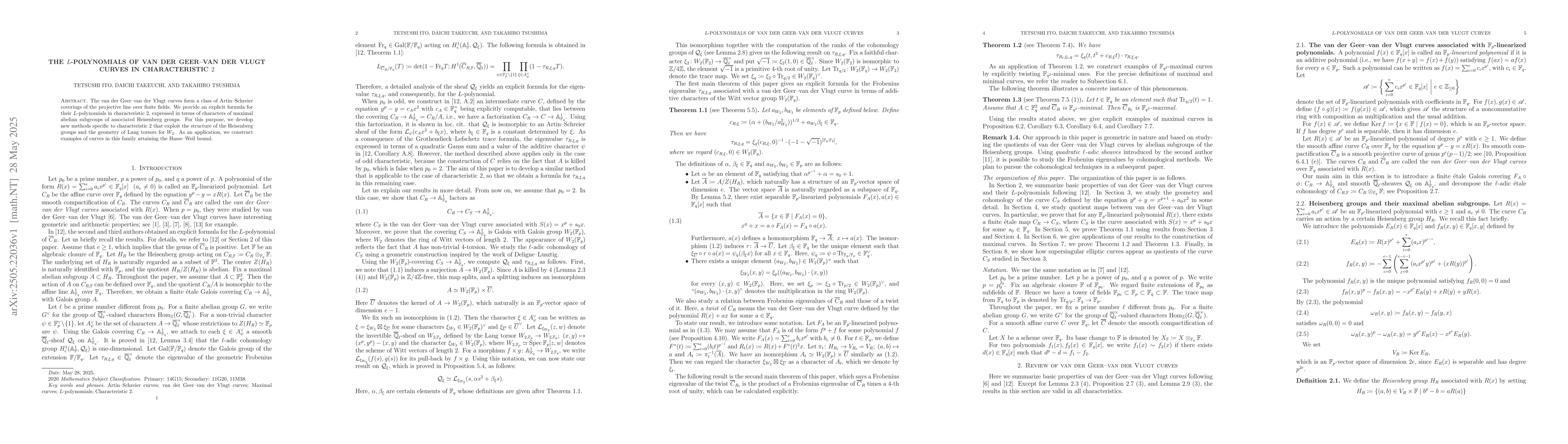 Thumbnail for The $L$-polynomials of van der Geer--van der Vlugt curves in
  characteristic $2$