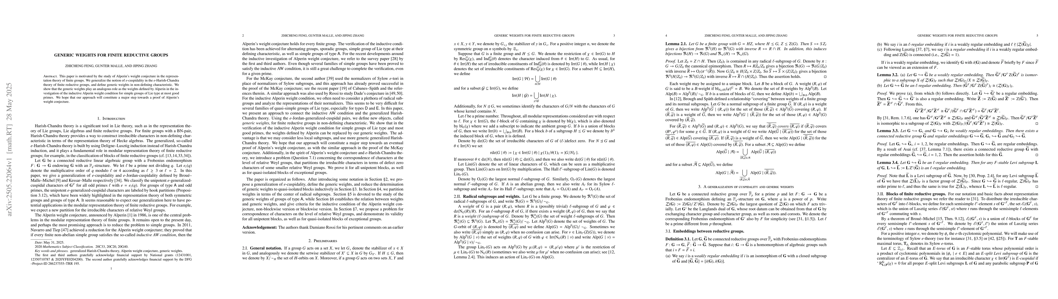 Thumbnail for Generic weights for finite reductive groups