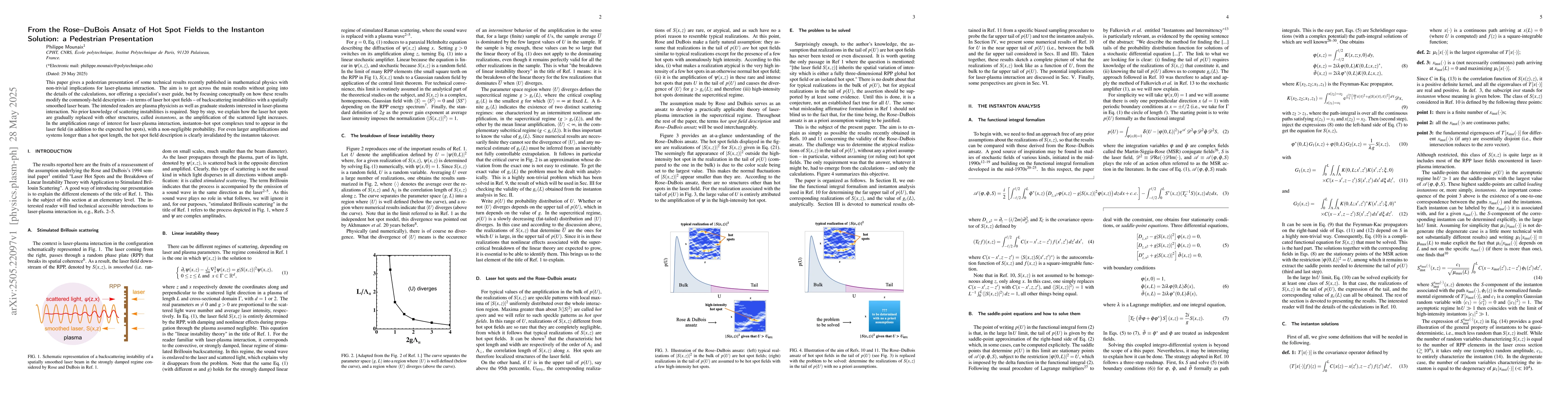 Thumbnail for From the Rose-DuBois Ansatz of Hot Spot Fields to the Instanton
  Solution: a Pedestrian Presentation