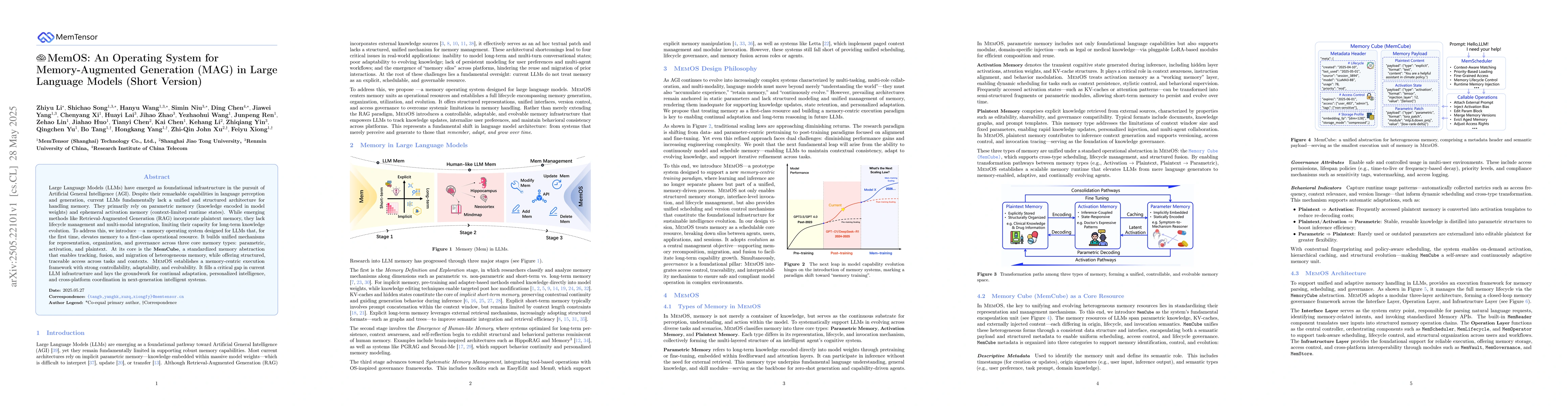 Thumbnail for MemOS: An Operating System for Memory-Augmented Generation (MAG) in
  Large Language Models