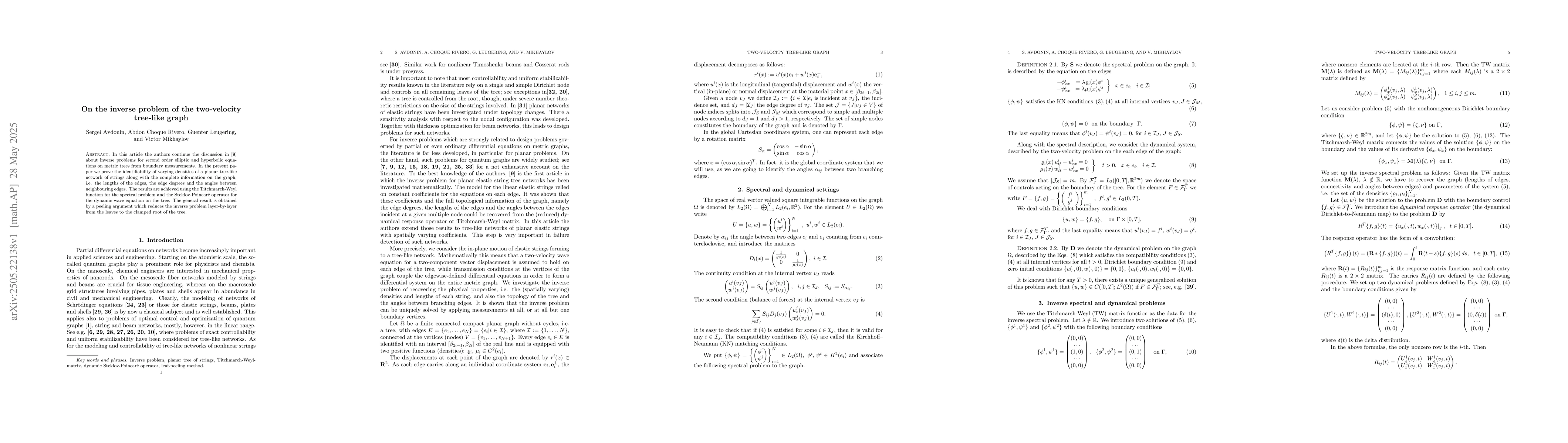 Thumbnail for On the inverse problem of the two-velocity tree-like graph