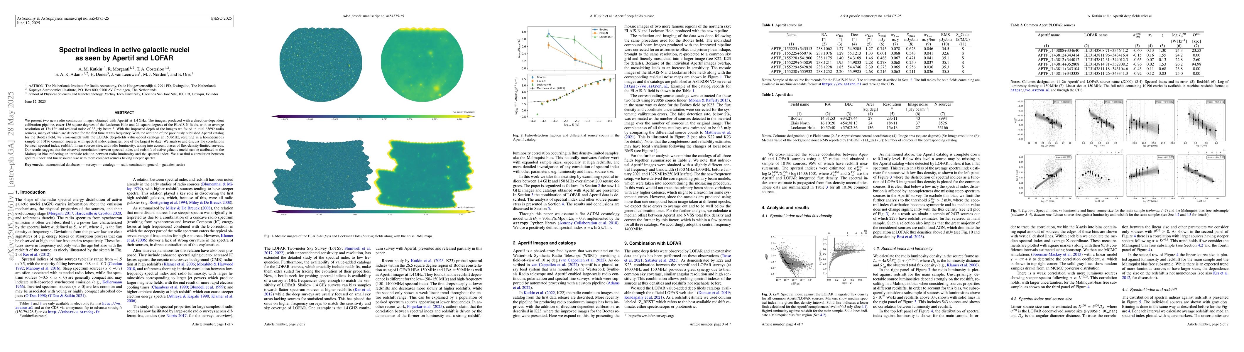 Thumbnail for Spectral indices in active galactic nuclei as seen by Apertif and LOFAR